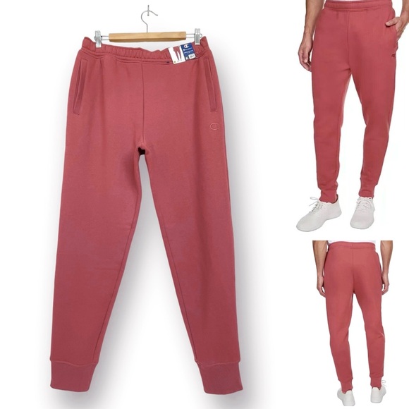 Champion Jogger Fleece Pants Inner Drawcord Pockets Embroidered Logo Stretch - Picture 2 of 15